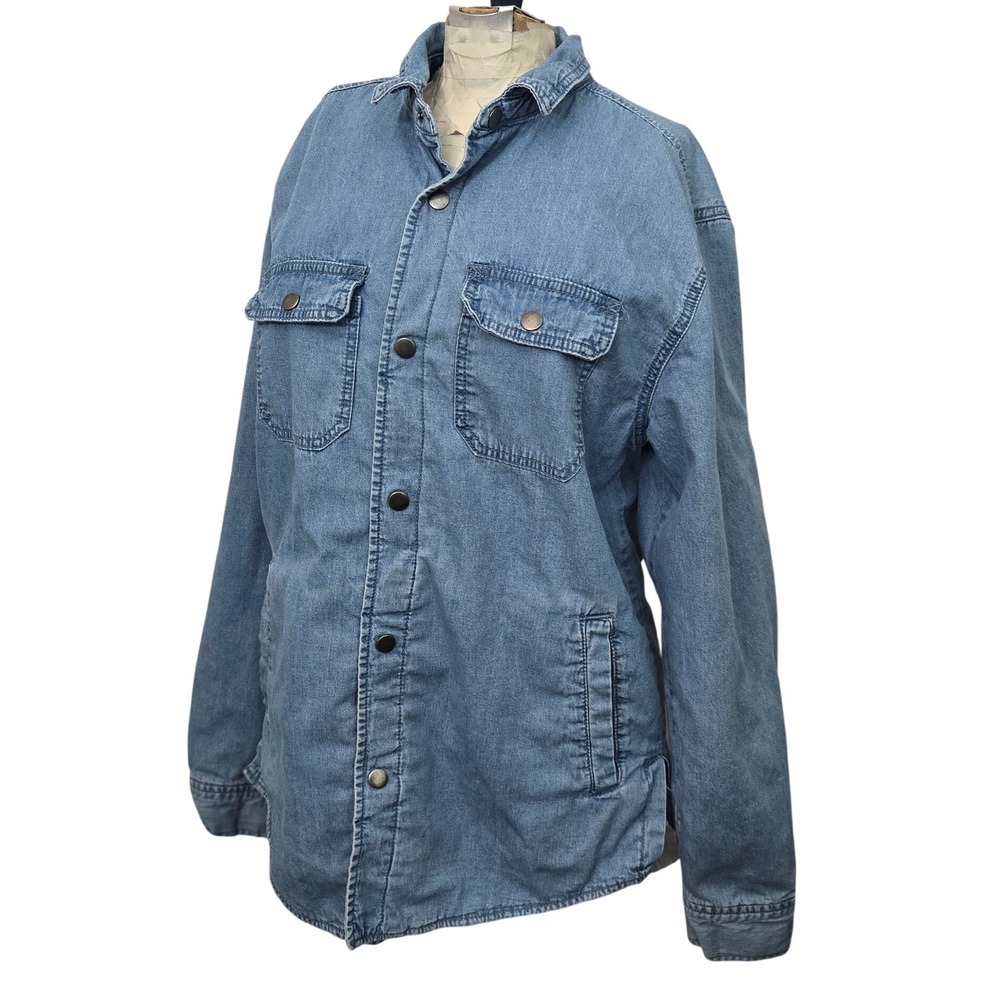 PacSun Denim‎ Shacket Mens Small Quilted Lined Shirt Jacket Light Wash Skater